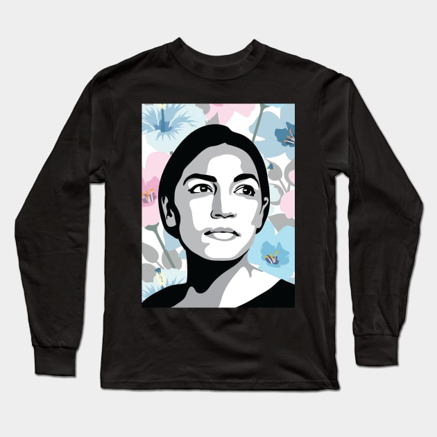 Alexandria Ocasio-Cortez Long Sleeve T-Shirt by FemCards